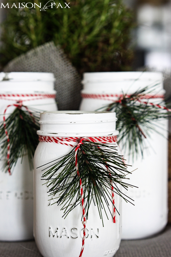 DIY Christmas Mason Jar Decor - Christmas Mason Jar Luminaries via Maison de Pax | https://www.roseclearfield.com