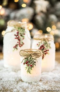 DIY Christmas Mason Jar Decor - DIY Snowy Mason Jars via A Pumpkin and a Princess | https://www.roseclearfield.com