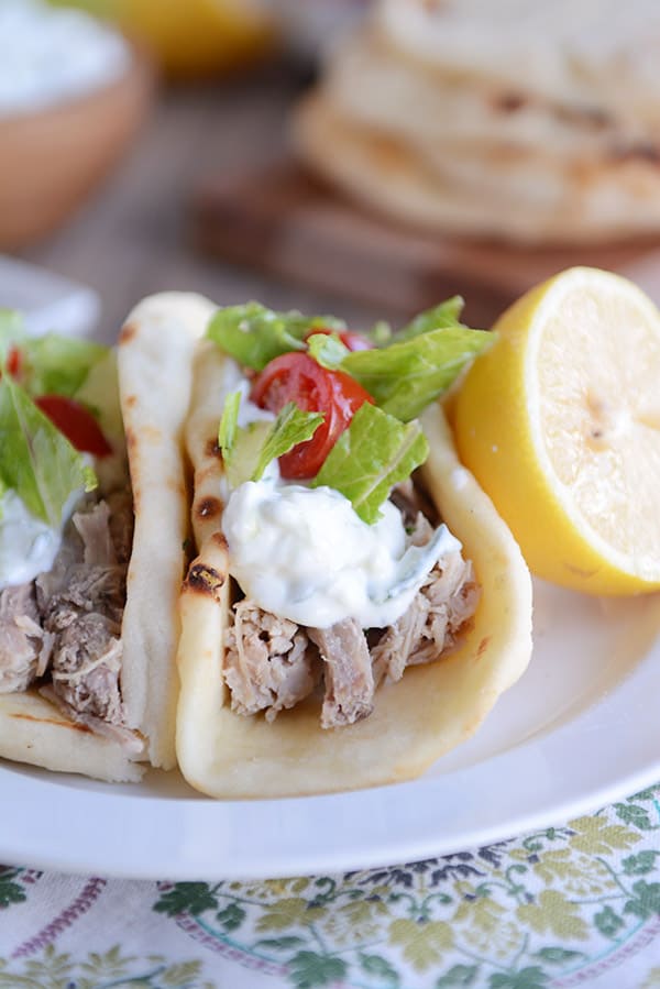 30 Days of Healthy Slow Cooker Dinner Recipes - Tender Greek Pork via Mel's Kitchen Cafe | https://www.roseclearfield.com