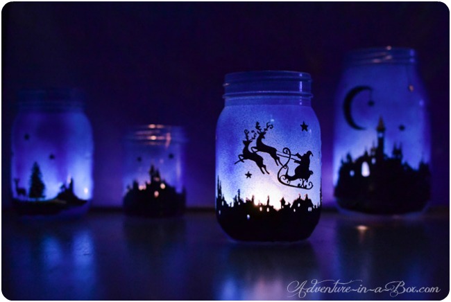 DIY Christmas Mason Jar Decor - Magical Christmas Lanterns via Adventure in a Box | https://www.roseclearfield.com