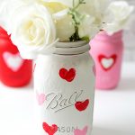 DIY Valentine's Day Mason Jar Decor - Valentine Kid Craft Thumbprint Heart Mason Jars via It All Started With Paint | https://www.roseclearfield.com