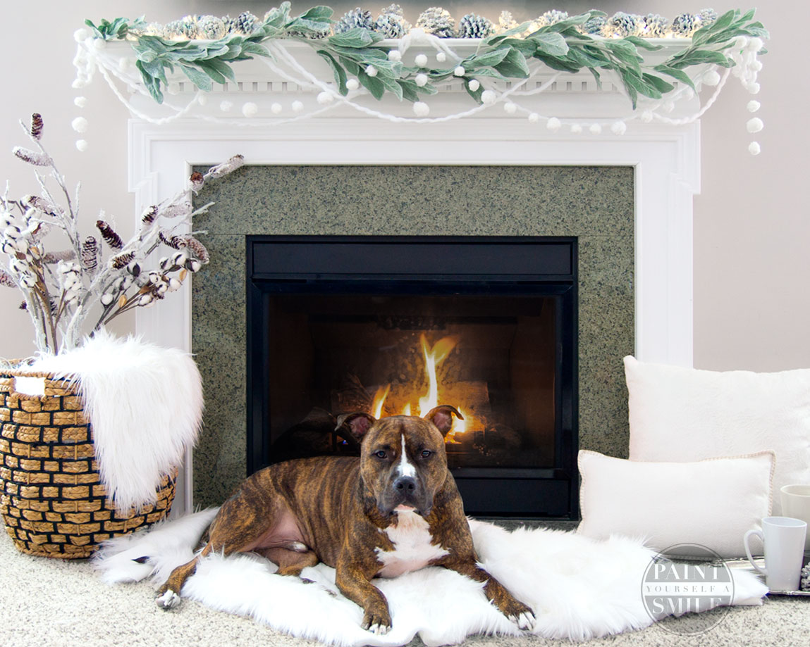 Post-Christmas Winter Mantel Inspiration - Cozy Pom Pom Garland and Winter Mantle via Paint Yourself a Smile | https://www.roseclearfield.com