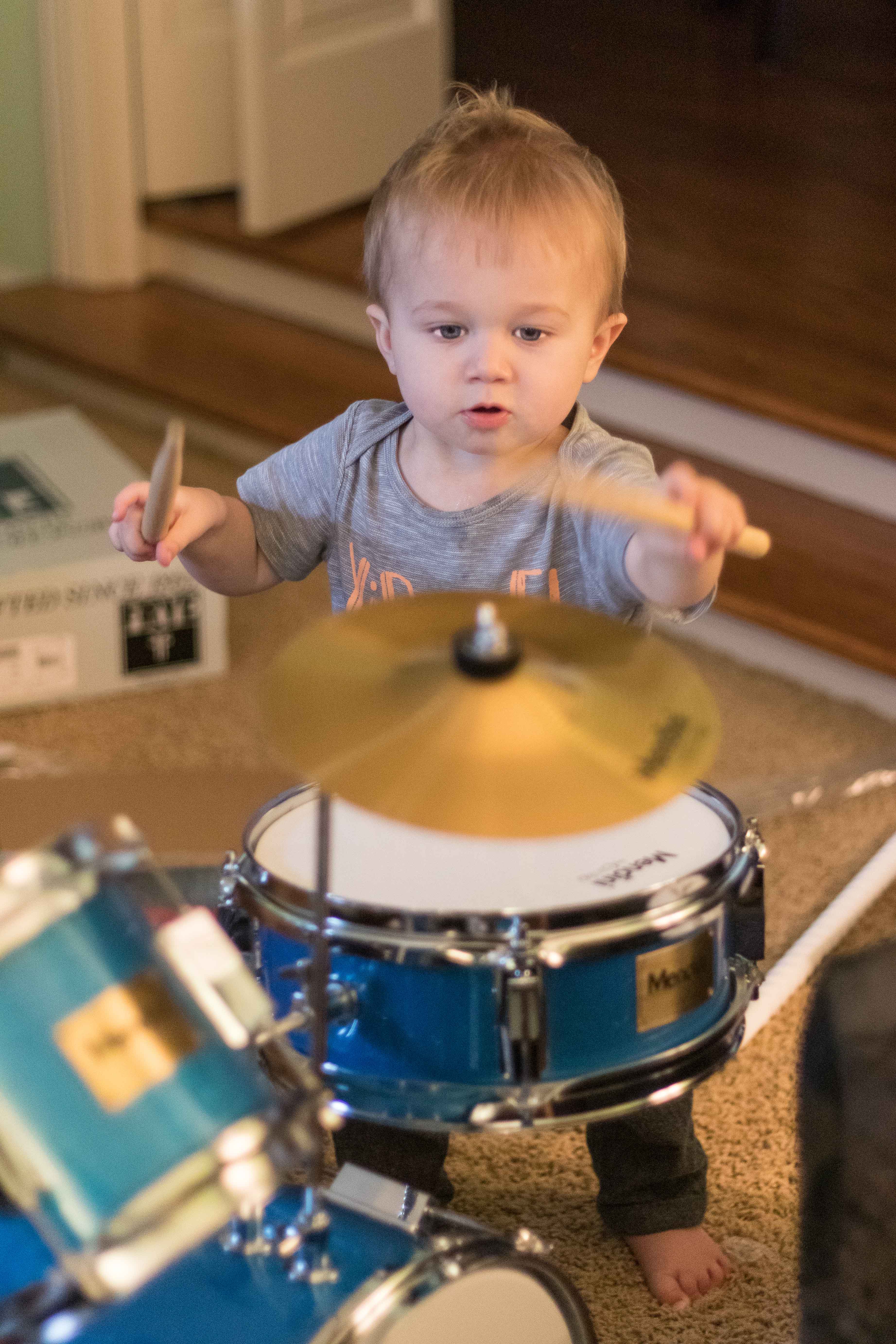 Tommy with His Drum Set | https://www.roseclearfield.com