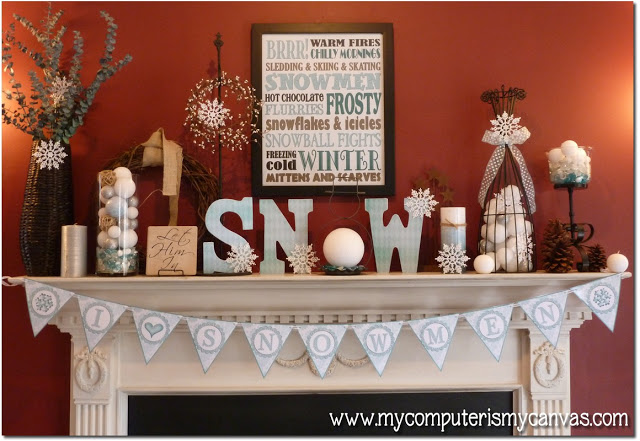 Post-Christmas Winter Mantel Inspiration - Winter Mantel via My Computer is My Canvas | https://www.roseclearfield.com