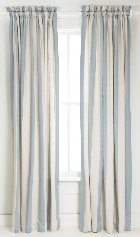 Stripes Inspiration - Blue and White Striped Curtains via Wayfair | https://www.roseclearfield.com