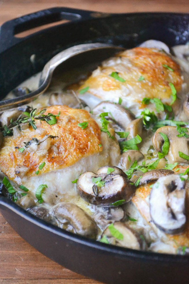 30 Healthy Dinner Recipes for Two - Chicken Thighs Marsala for Two via The View from Great Island | https://www.roseclearfield.com