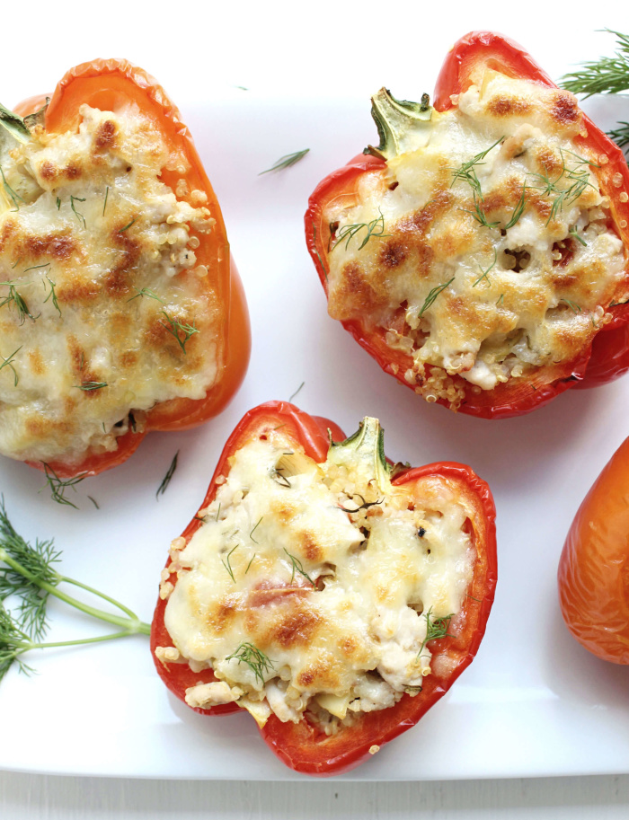 30 Healthy Dinner Recipes for Two - Greek Style Stuffed Peppers via Wry Toast | https://www.roseclearfield.com