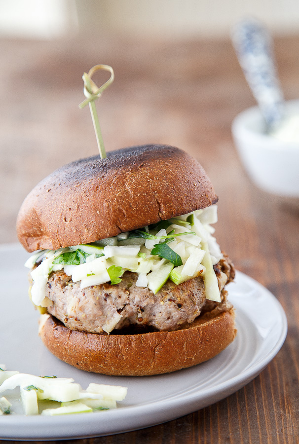 30 Healthy Dinner Recipes for Two - Rosemary Apple Chicken Burgers and Slaw via Dessert for Two | https://www.roseclearfield.com