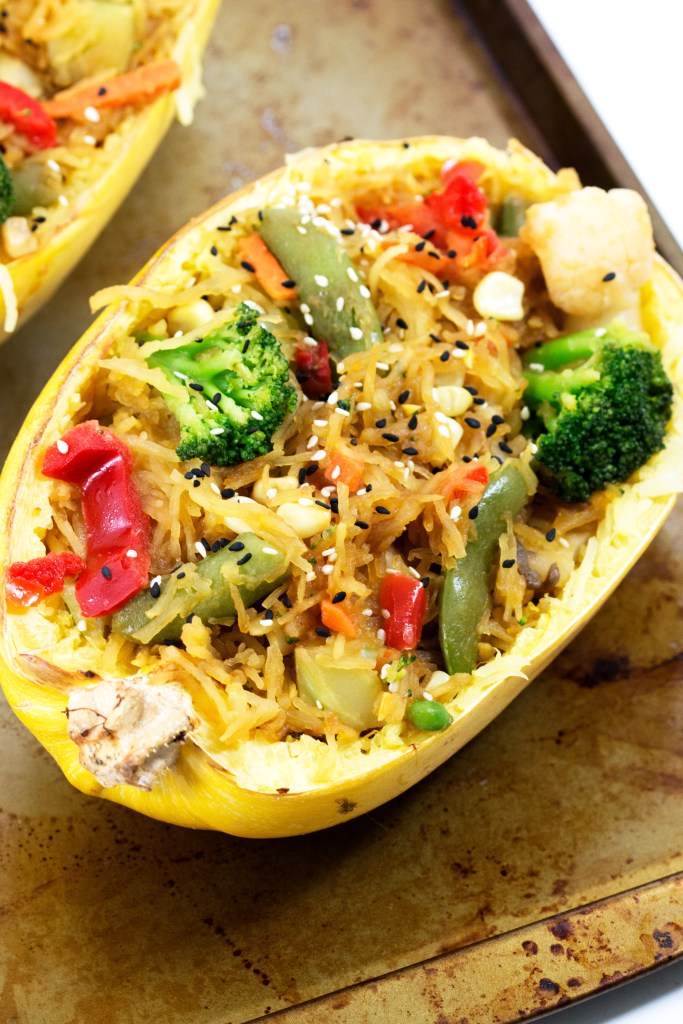 30 Days of Healthy Dinner Recipes - Spaghetti Squash via Stir Fry Glitter and Graze | https://www.roseclearfield.com