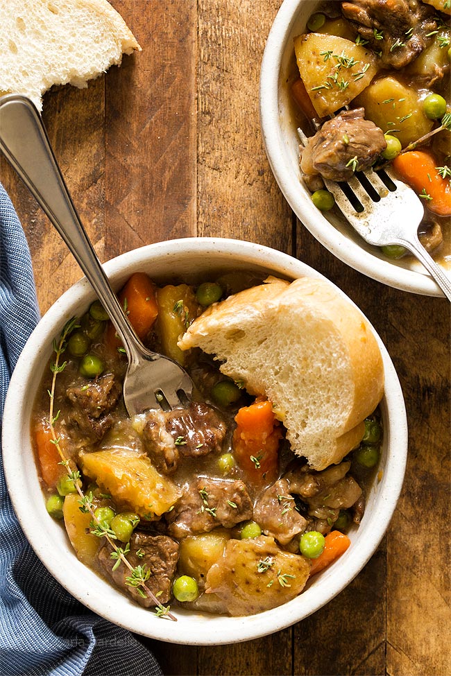 30 Healthy Dinner Recipes for Two - Stovetop Beef Stew for Two via Chocolate Moosey | https://www.roseclearfield.com