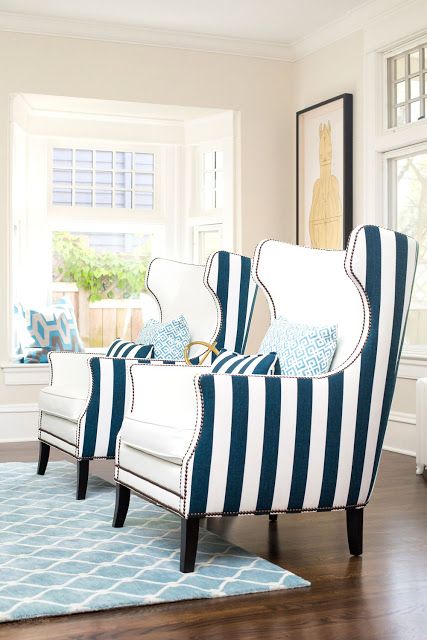 Stripes Inspiration - Striped Chairs via Kovi Fabrics | https://www.roseclearfield.com