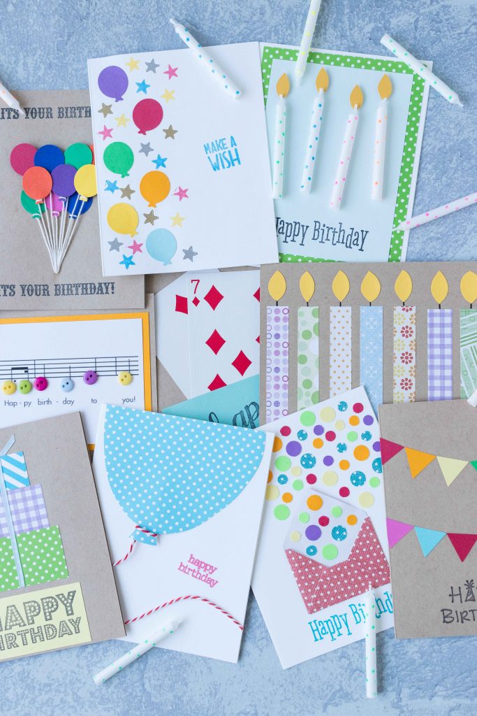 Simple DIY birthday card inspiration to keep you making cute handmade birthday cards all year long! #DIY #birthdaycards #greetingcardinspiration | https://www.roseclearfield.com