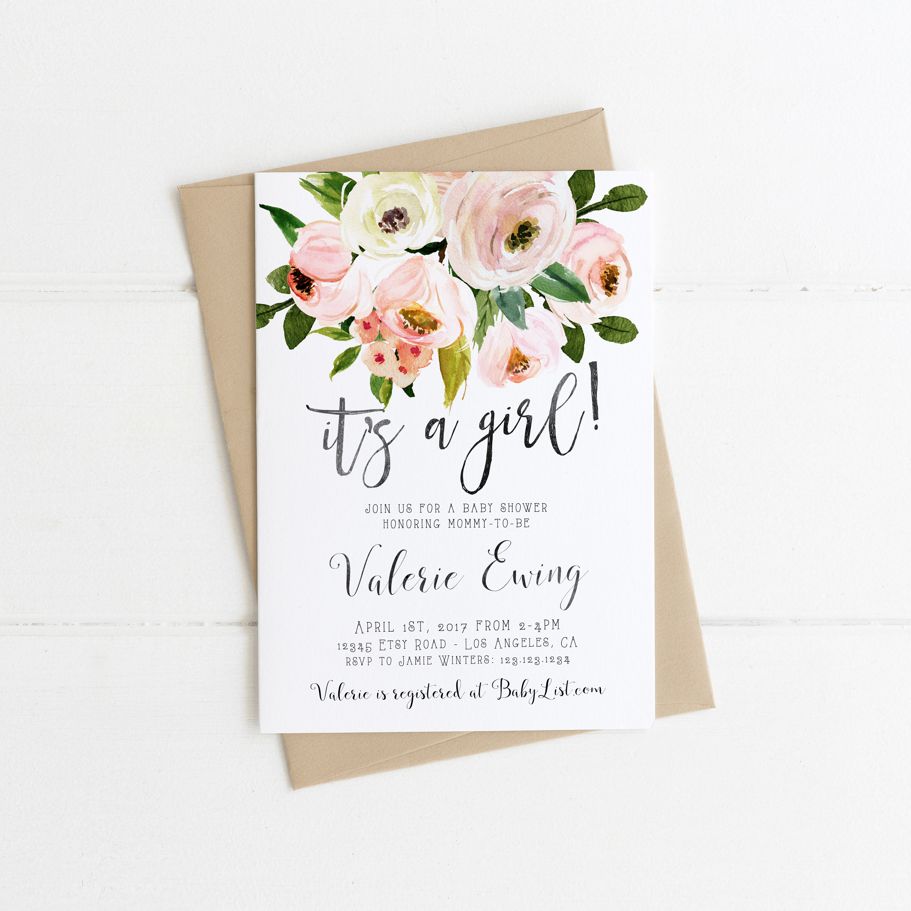 Kick off your floral baby shower with pastel floral invitations! I love this design from DesignAndDonuts on Etsy. #floral #babyshower #invitation | https://www.roseclearfield.com