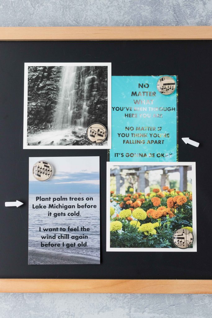 DIY glass magnets with handmade antique sheet music. Perfect for a refrigerator, file cabinet, or chalkboard! #DIY #magnets #sheetmusic