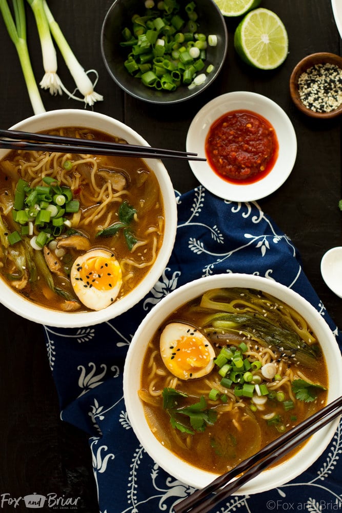 30 Healthy Ramen Noodle Recipes - Easy Chicken Ramen via Fox and Briar | https://www.roseclearfield.com