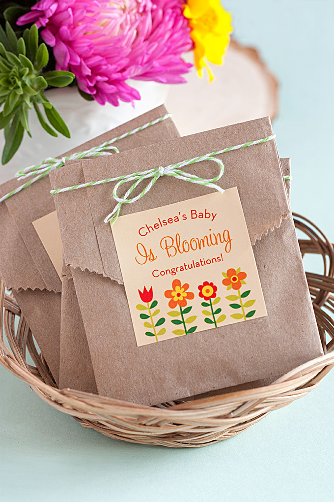 Seed packet favors for a baby shower, via Evermine. #babyshower #showerfavor #seedpacketfavor | https://www.roseclearfield.com