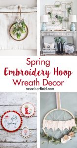 Spruce up your living room or entryway for the season ahead with a spring embroidery hoop wreath! #spring #homedecor #DIY #wreath | https://www.roseclearfield.com