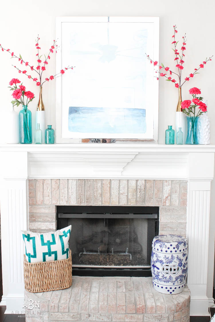 Spring Mantel Inspiration - Spring Living Room Refresh via A Blissful Nest | https://www.roseclearfield.com