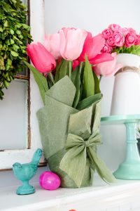 Spring Mantel Inspiration - Spring Mantel via Craftaholics Anonymous | https://www.roseclearfield.com