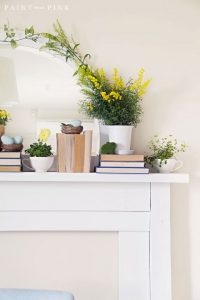 Spring Mantel Inspiration - Spring Mantel via Paint Me Pink | https://www.roseclearfield.com