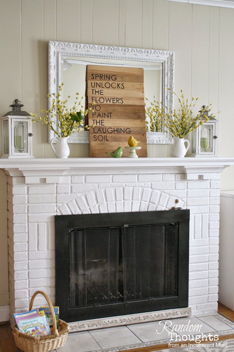 Spring Mantel Inspiration - Spring Mantel via Random Thoughts Home | https://www.roseclearfield.com