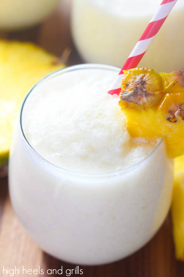 Non-alcoholic drinks for Easter: a virgin pina colada offers a refreshing pineapple coconut flavor without the alcohol, via High Heels and Grills. #virgindrink #nonalcoholic #pinacolada | https://www.roseclearfield.com