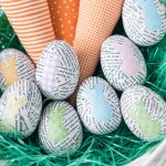 Learn how to make DIY book page plastic Easter eggs with upcycled book pages! A simple, easy, fun Easter decorating craft project. #Easter #upcycled #bookpages | https://www.roseclearfield.com