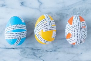 DIY Book Page Plastic Easter Eggs. A whimsical, upcycled Easter decorating idea that's fun for the whole family! #Easter #DIY #bookpagecrafts | https://www.roseclearfield.com