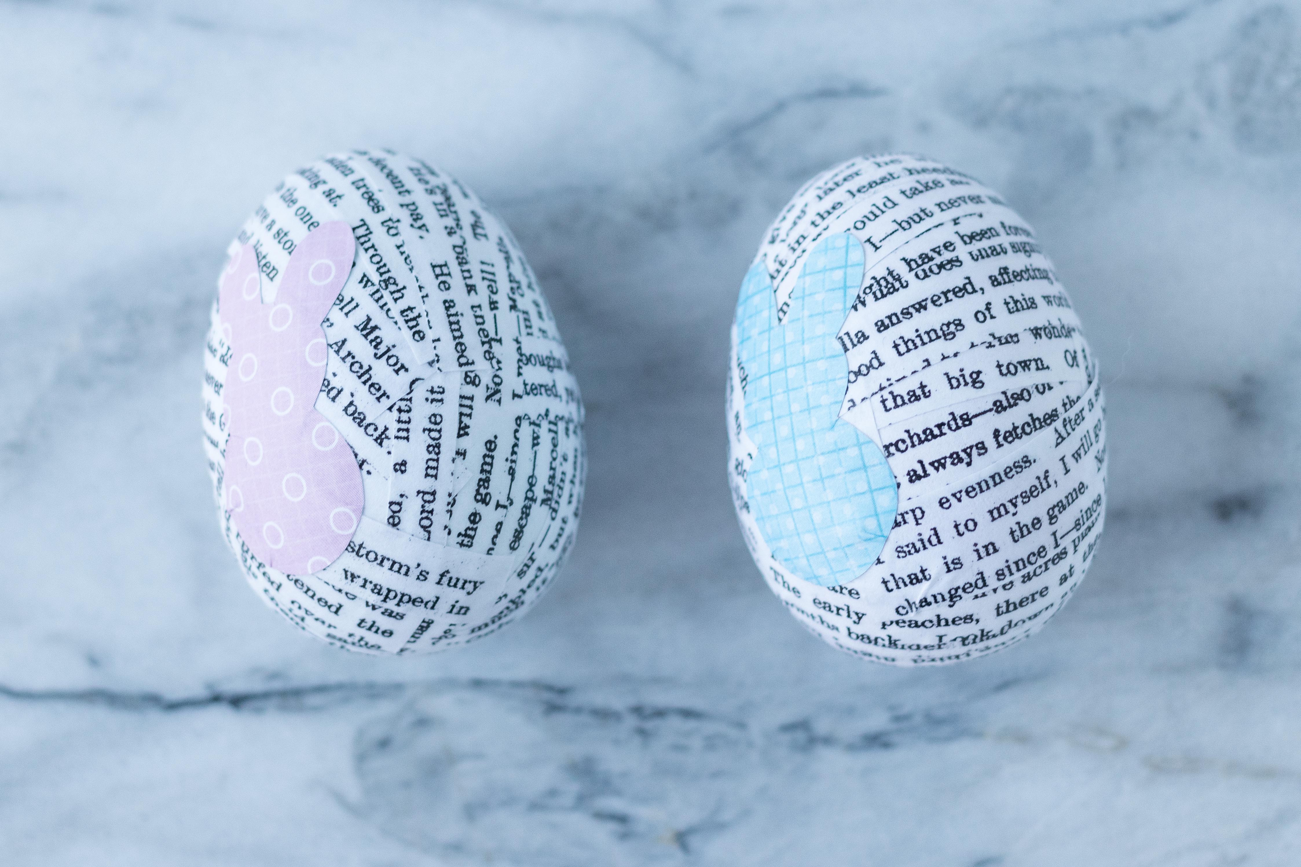 DIY Book Page Plastic Easter Eggs. A whimsical, upcycled Easter decorating idea that's fun for the whole family! #Easter #DIY #bookpagecrafts | https://www.roseclearfield.com