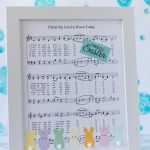 DIY Easter sheet music wall decor ready to display in an entryway, living room, or kitchen! | https://www.roseclearfield.com