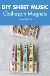 DIY Sheet Music Clothespin Magnets