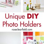 Unique DIY photo holders. Add a pop of color or personalized touch to your home decor! #DIY #homedecor #photoholders