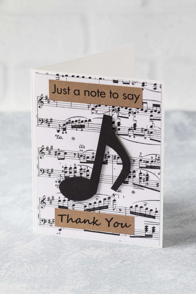 Just a note to say thank you DIY music note greeting card. #justanote #thankyoucard #musiccard | https://www.roseclearfield.com