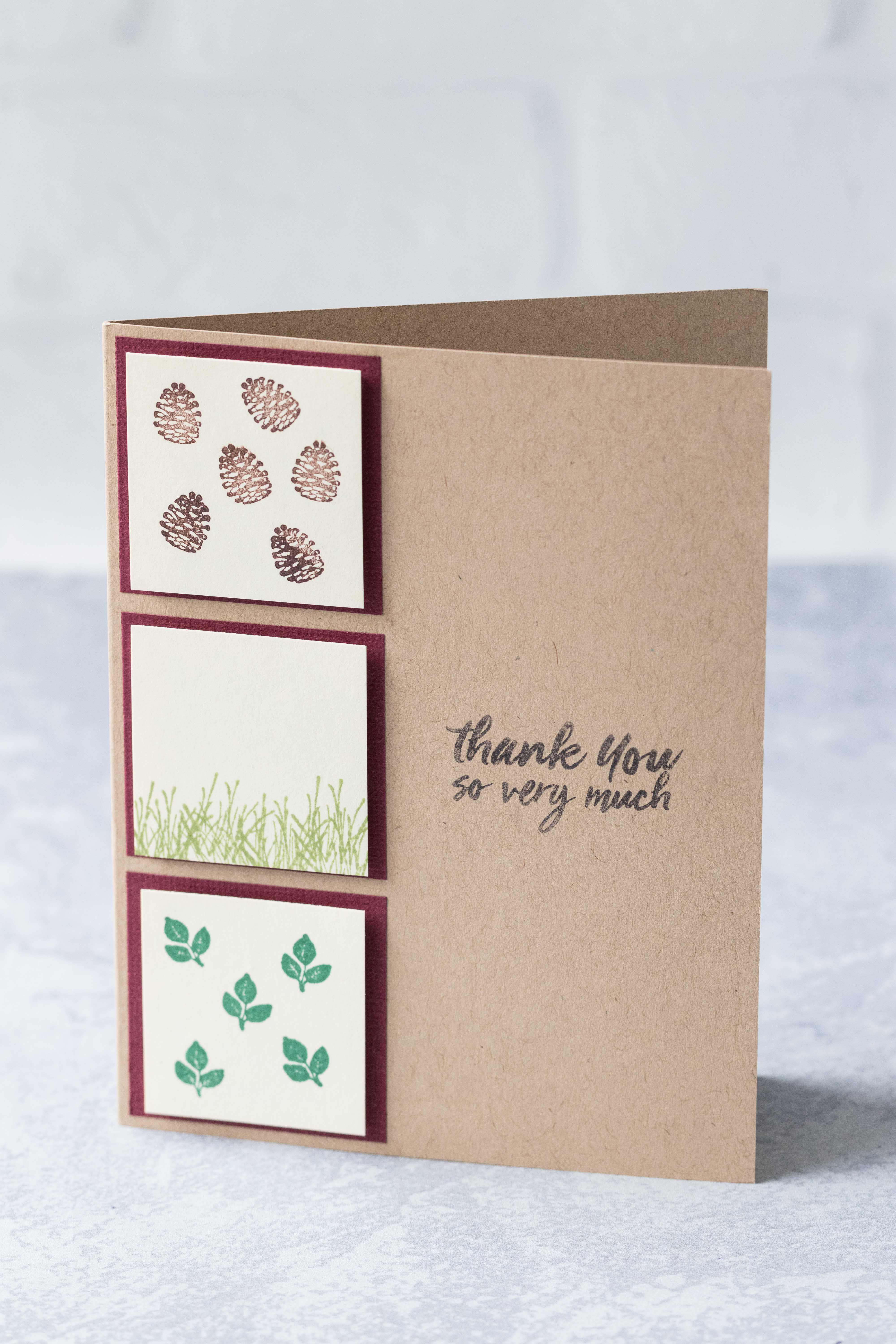 Three raised squares thank you card. #thankyoucard #greetingcard #greetingcard inspiration | https://www.roseclearfield.com