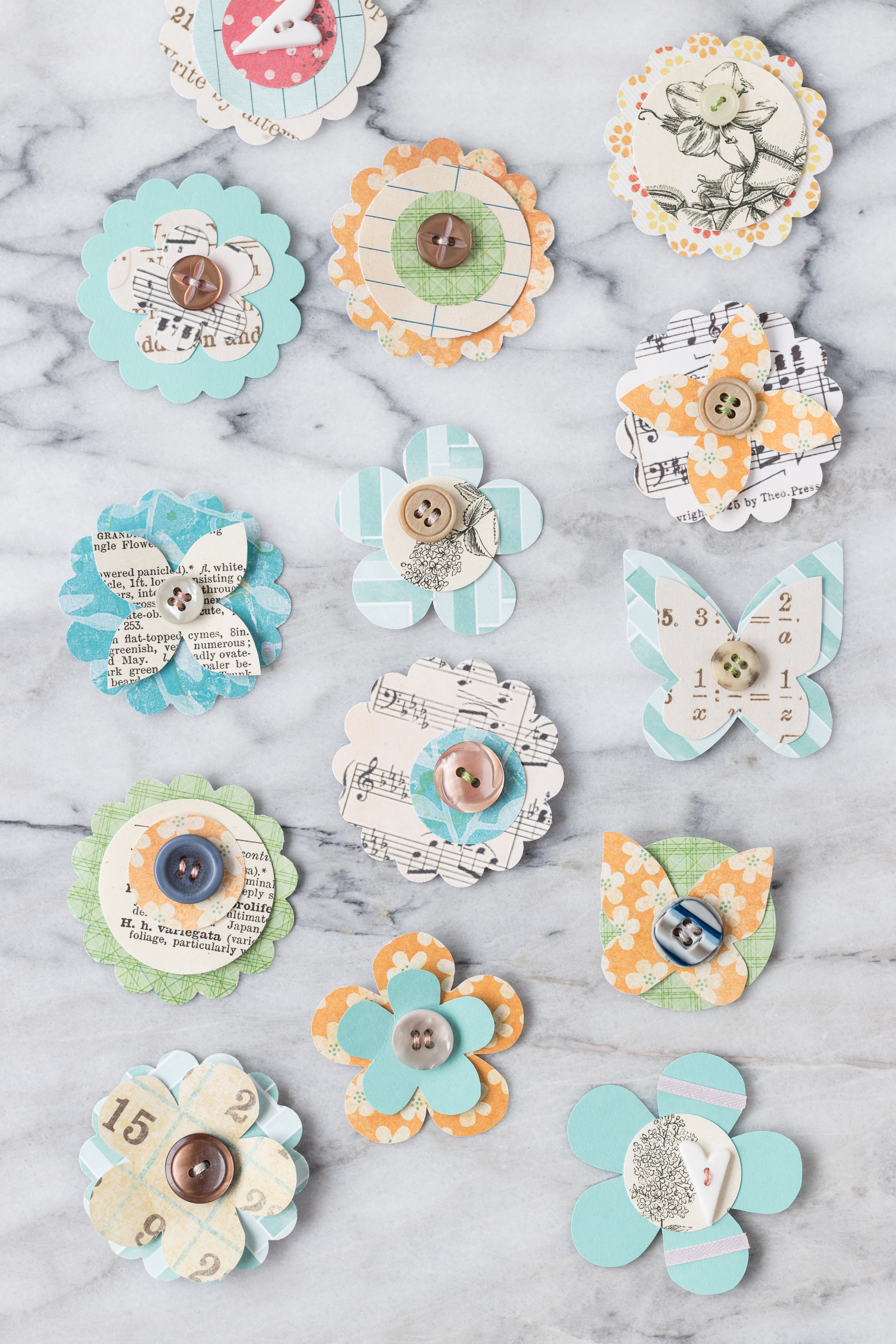 Sewn DIY scrapbook embellishments. Easy to make and far cheaper than pre-made embellishments! #DIY #scrapbooking #scrapbookembellishments | https://www.roseclearfield.com