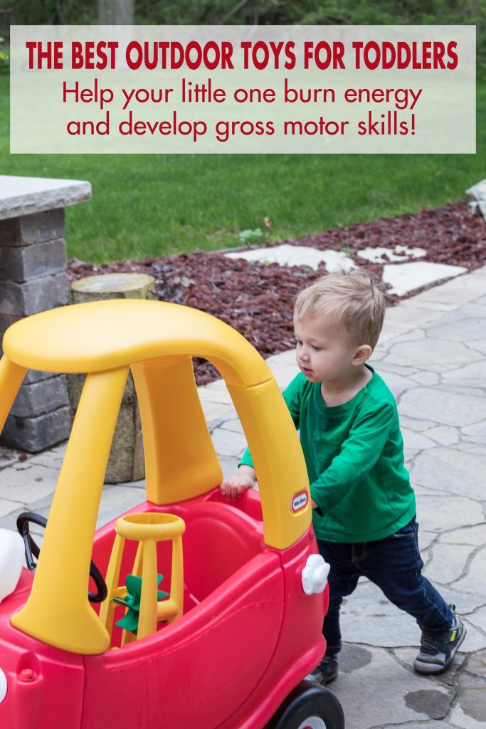 The best outdoor toys for toddlers. Active toys help high energy two- and three-year-olds burn energy and develop gross motor skills! #besttoddlertoys #bestoutdoortoys #toysfortoddlers #activetoddlers | https://www.roseclearfield.com