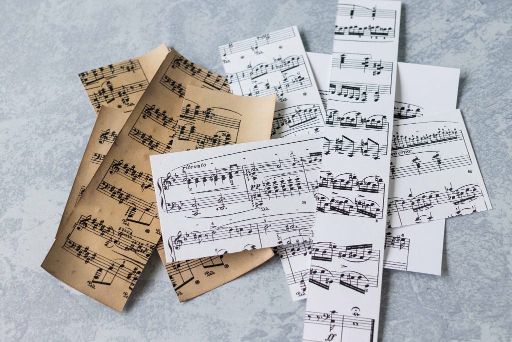 Sheet music scraps, perfect for smaller DIY projects, such as magnets. #sheetmusic #DIY #crafttutorial