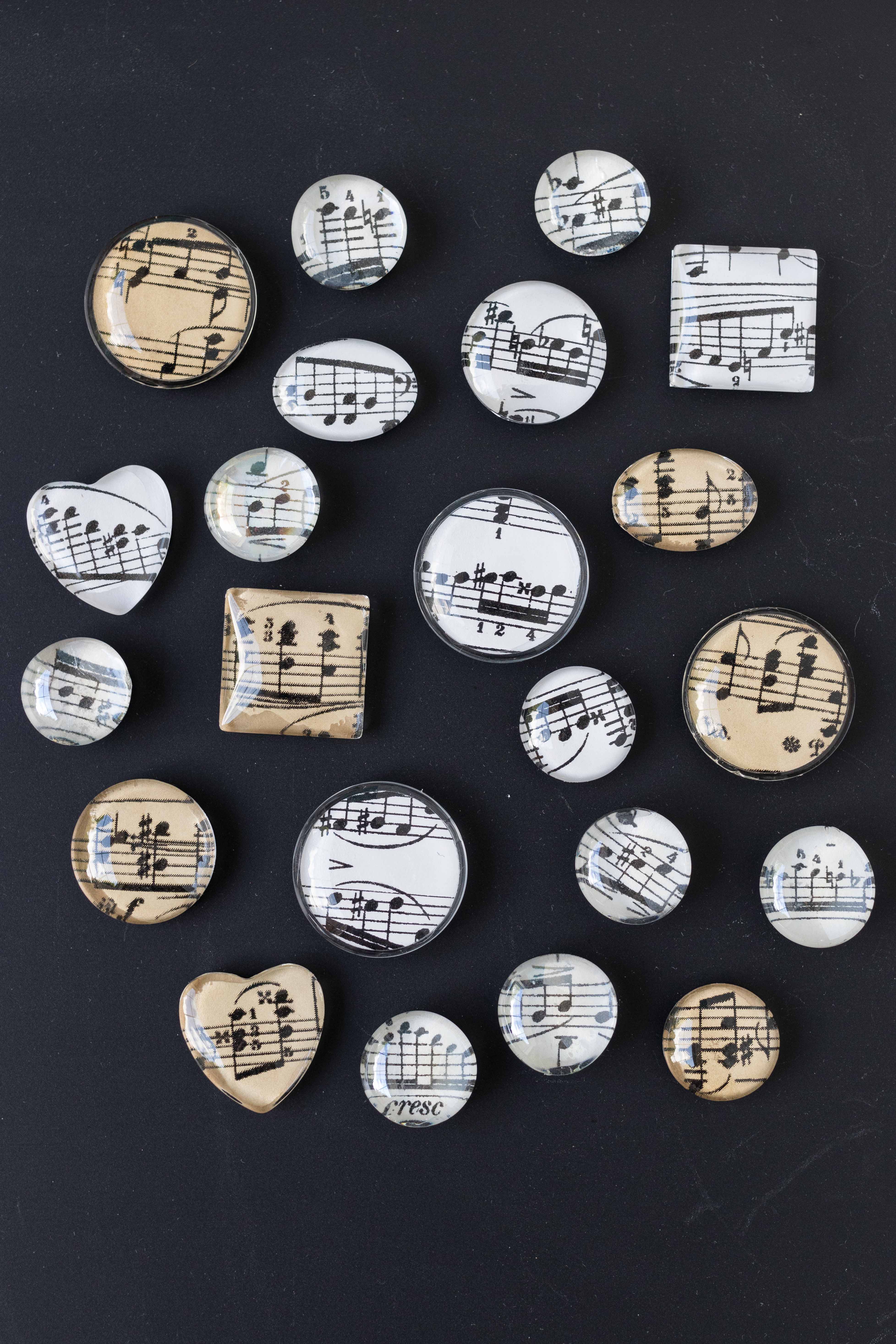 DIY Sheet Music Glass Magnets - Rose Clearfield