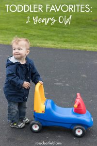 Toddler Favorites: 2 Years Old. I share our recommendations for books, toys, TV shows, straw cups, and more. #toddlerlife #toddlerrecommendations #2yearsold #toddlergear | https://www.roseclearfield.com