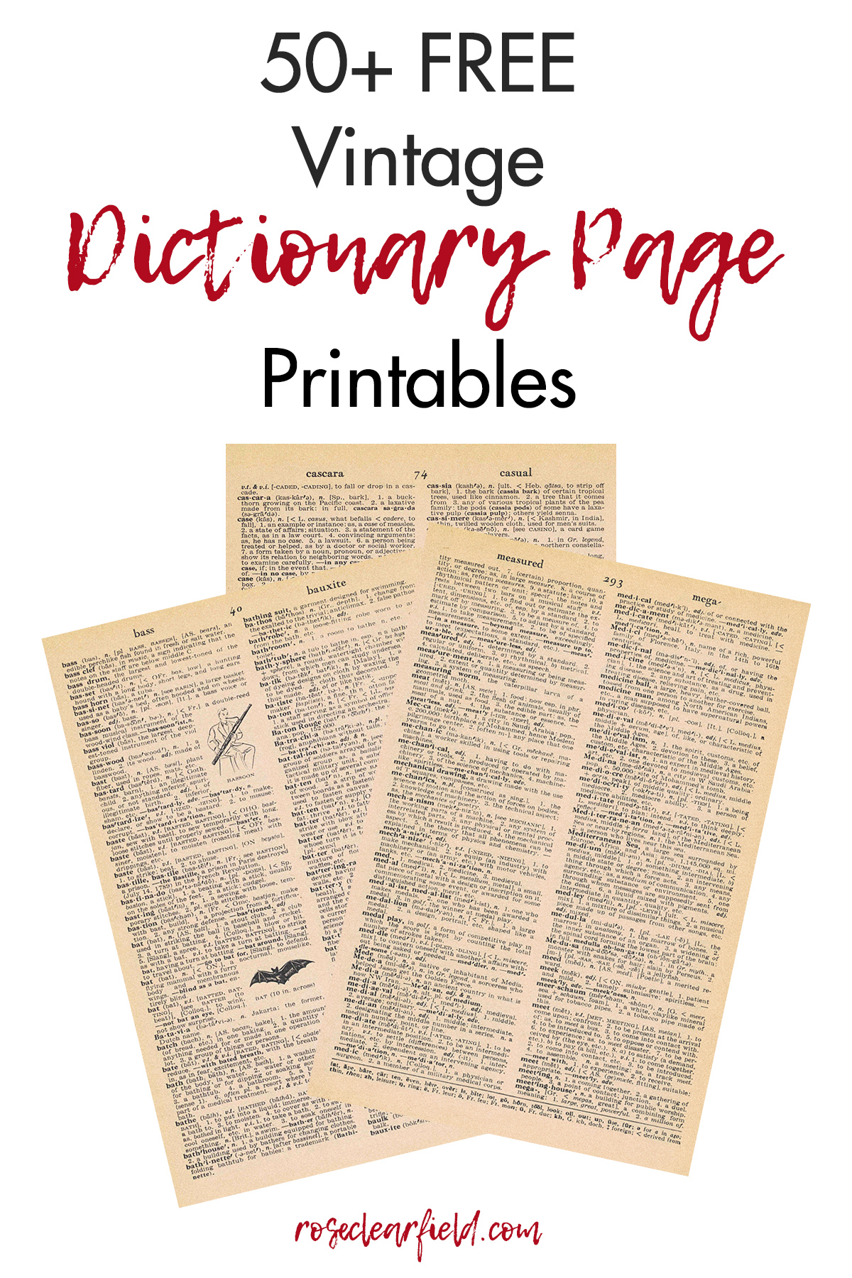 50 Free Printable Vintage Dictionary Pages 2 Rose Clearfield
