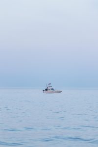 Boat at Golden Hour on Lake Michigan