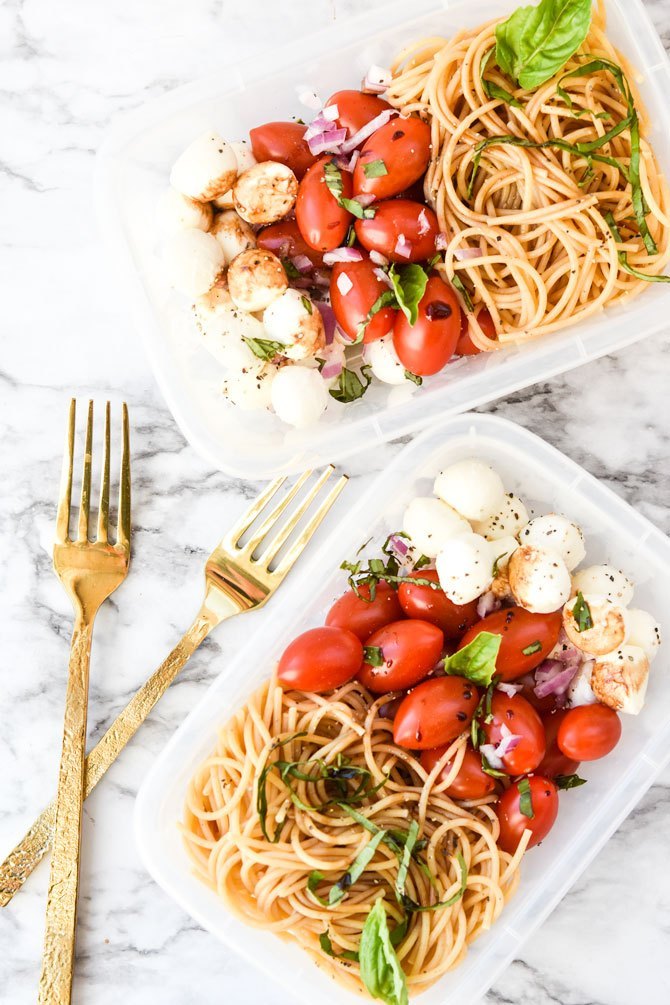 Caprese Cold Noodle Meal Prep Meal Plan Addict