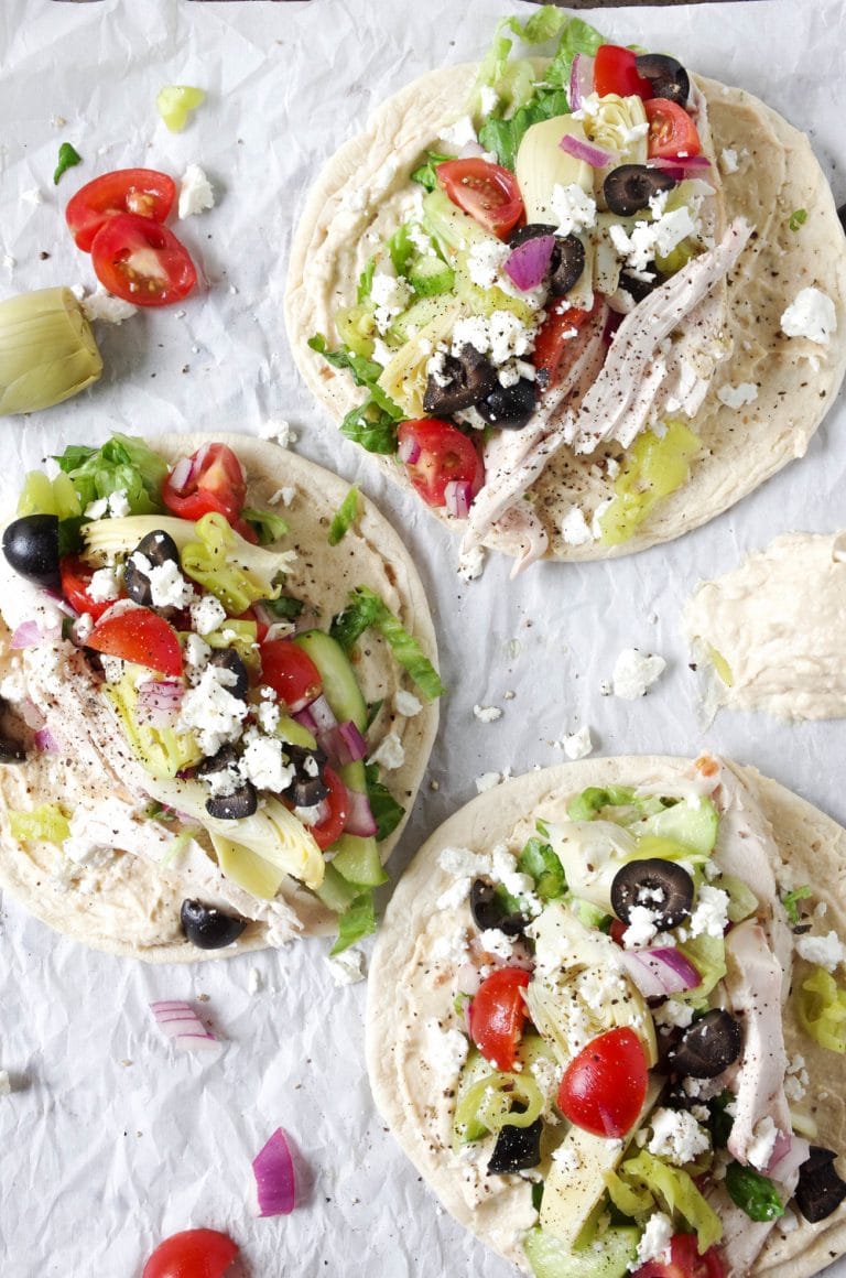 Easy Mediterranean Chicken Wraps with Hummus The Forked Spoon