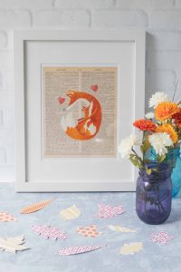 Framed Autumn Fox Dictionary Page Wall Art