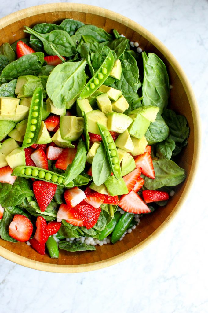 Israeli Couscous Salad with Strawberries Snap Peas and Lemon Poppy Seed Dressing Yes to Yolks