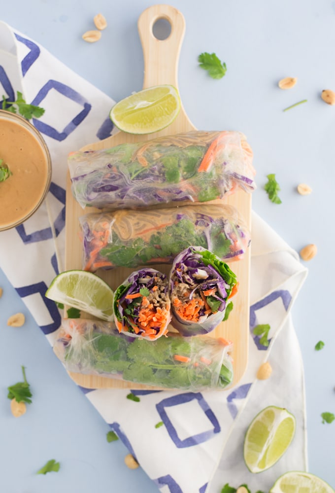 Peanut Noodle Vegetable Spring Rolls Mindful Avocado