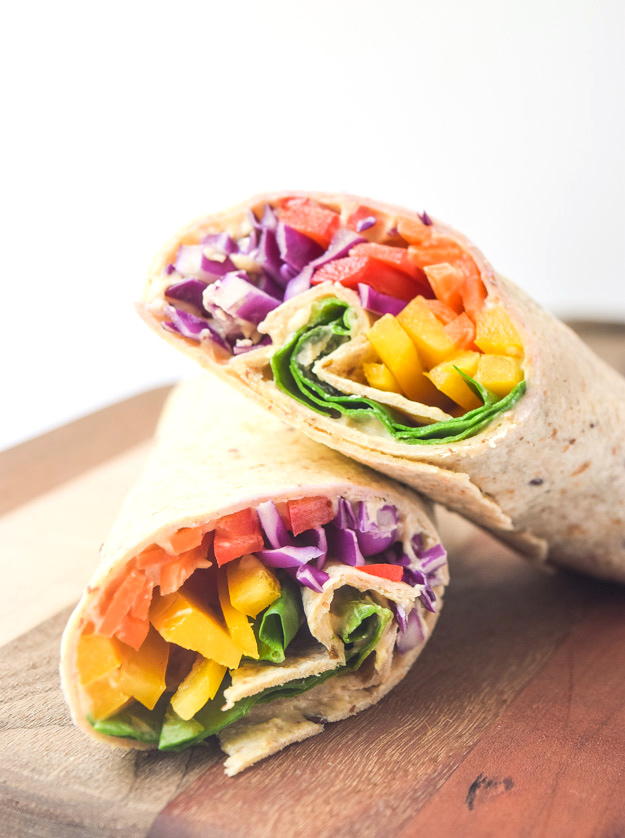 Rainbow Hummus Wraps Tasty Thin