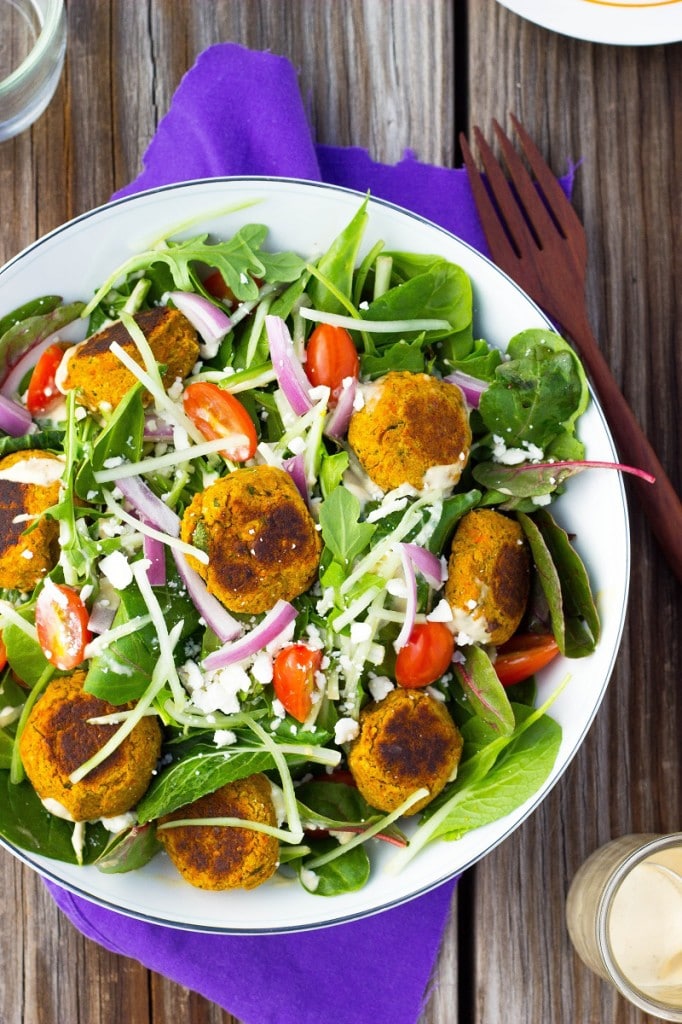 Roasted Carrot Falafel Salad with Citrus Tahini Dressing She Likes Food