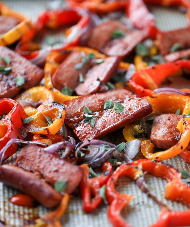 Sheet Pan Smoked Sausage and Peppers How Sweet Eats