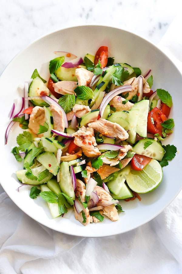 Thai Chicken and Cucumber Salad Foodiecrush